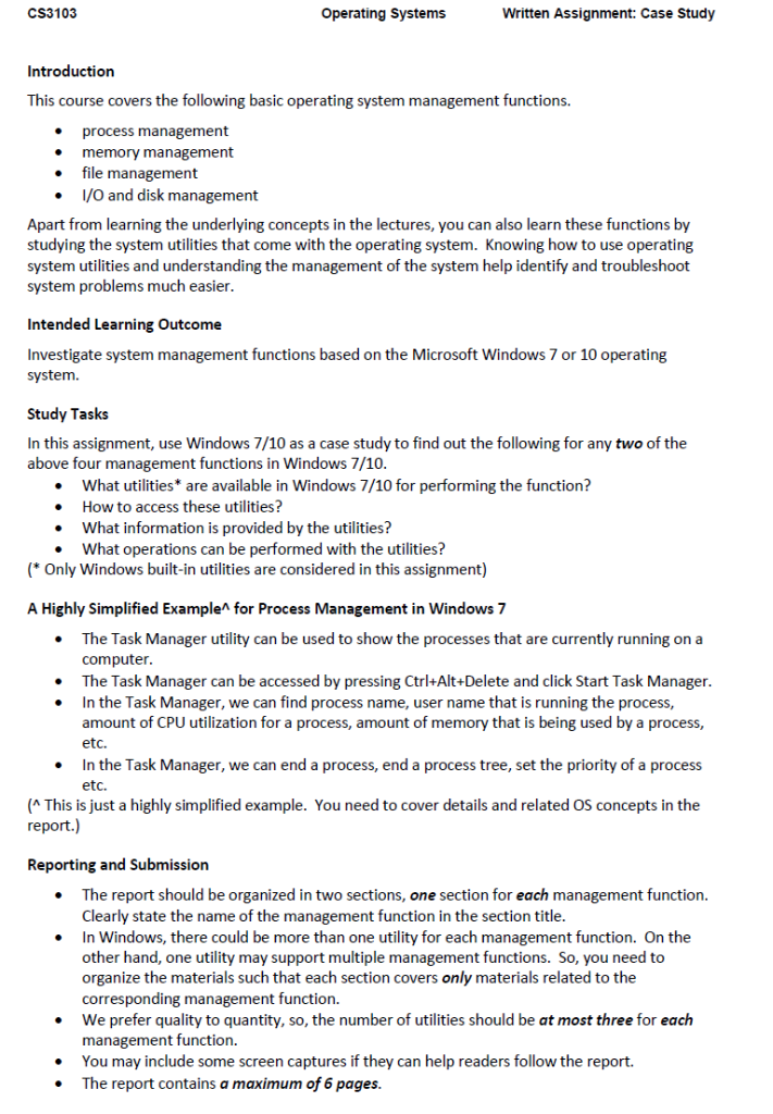 Solved CS3103 Operating Systems Written Assignment: Case | Chegg.com