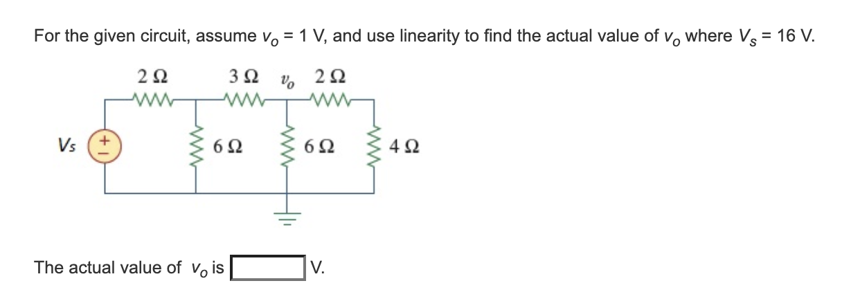 Solved For the given circuit, assume vo = 1 V, and use | Chegg.com