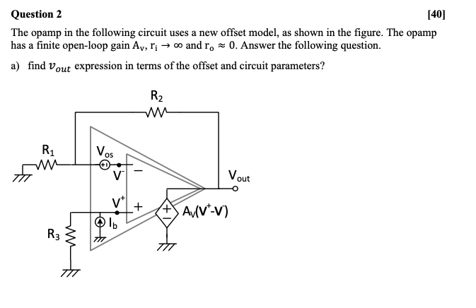 Solved Question 2 [40] The opamp in the following circuit | Chegg.com