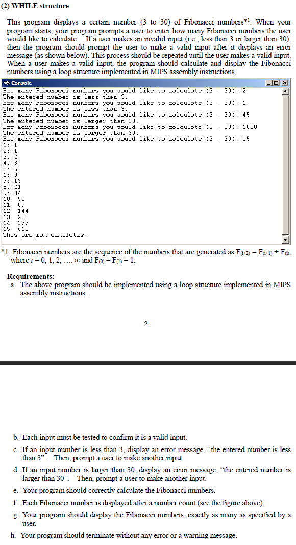 Solved (2) WHILE structure This program displays a certain | Chegg.com