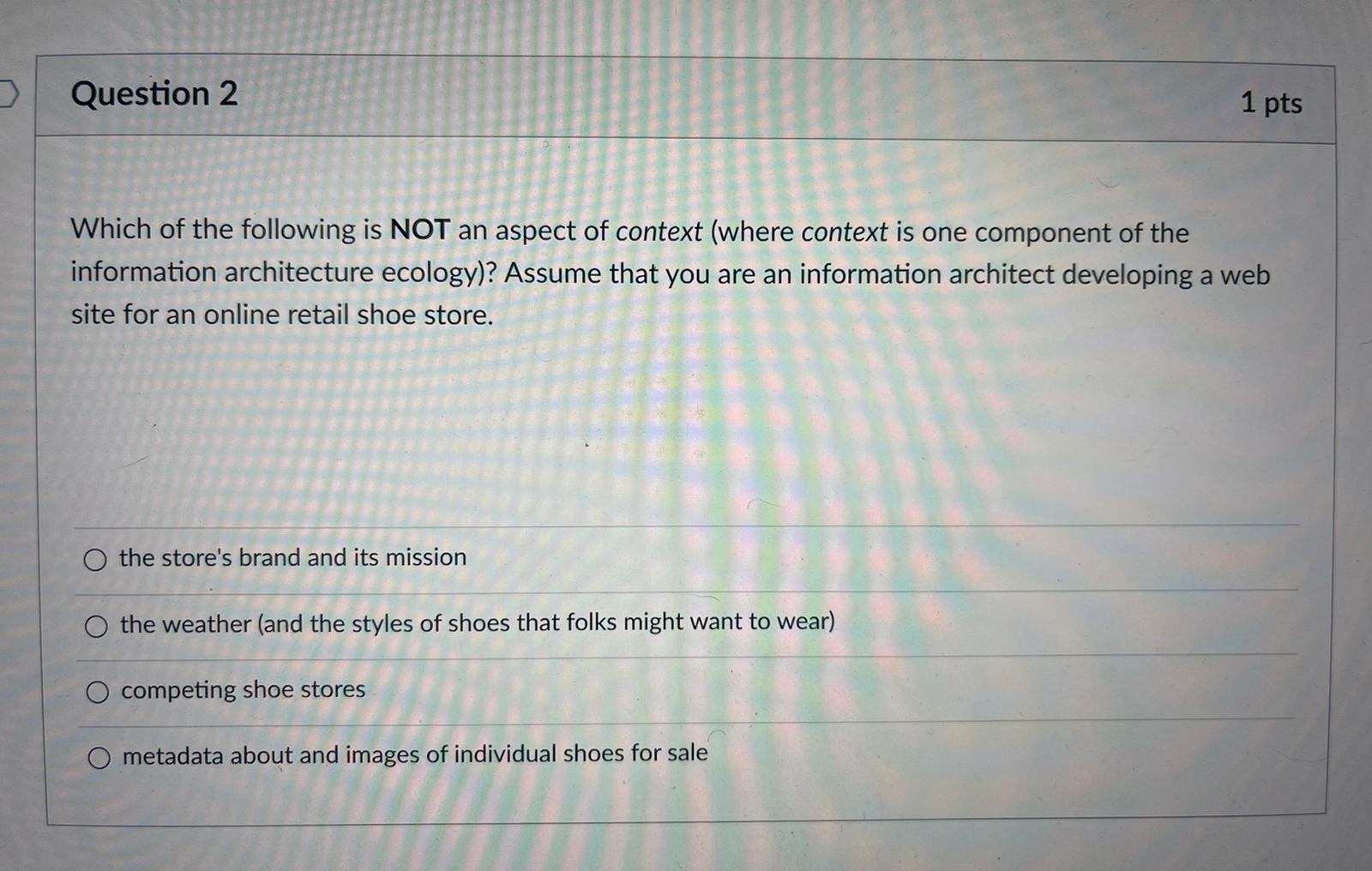 Solved Question 2 1 pts Which of the following is NOT an | Chegg.com