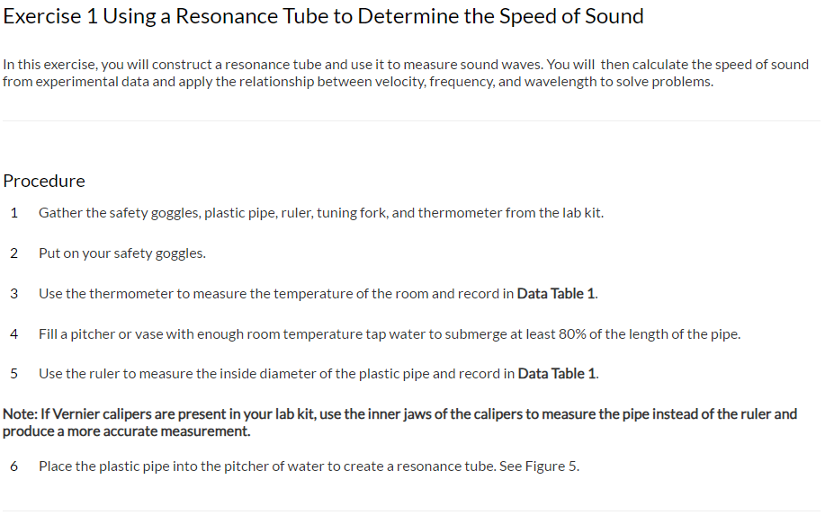 speed of sound resonance tube experiment