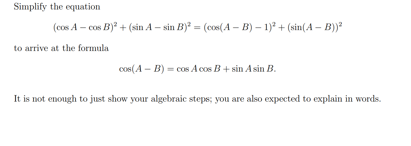 cos 2 a sin 2 b formula
