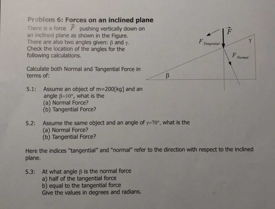 Solved Problem 6: Forces on an inclined plane There is a | Chegg.com