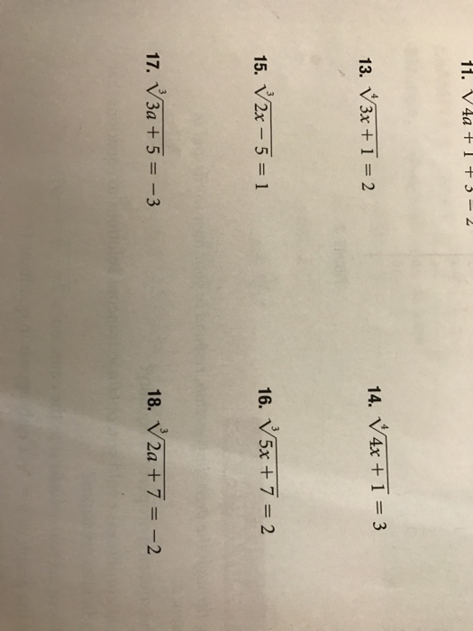 Solved 13 3x 1. 2 15. V2x 5 1 3a 5 14. 4x 1 3 5x 7 16. 18. | Chegg.com