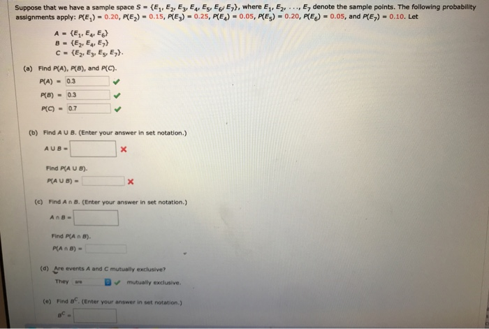 Solved Suppose That We Have A Sample Space S {e1 E2 E3