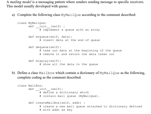Solved A mailing model is a messaging pattern where senders | Chegg.com