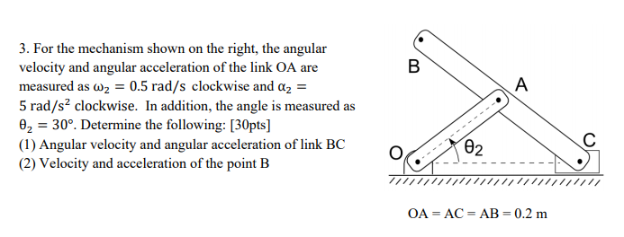 Solved 3. For the mechanism shown on the right, the angular | Chegg.com