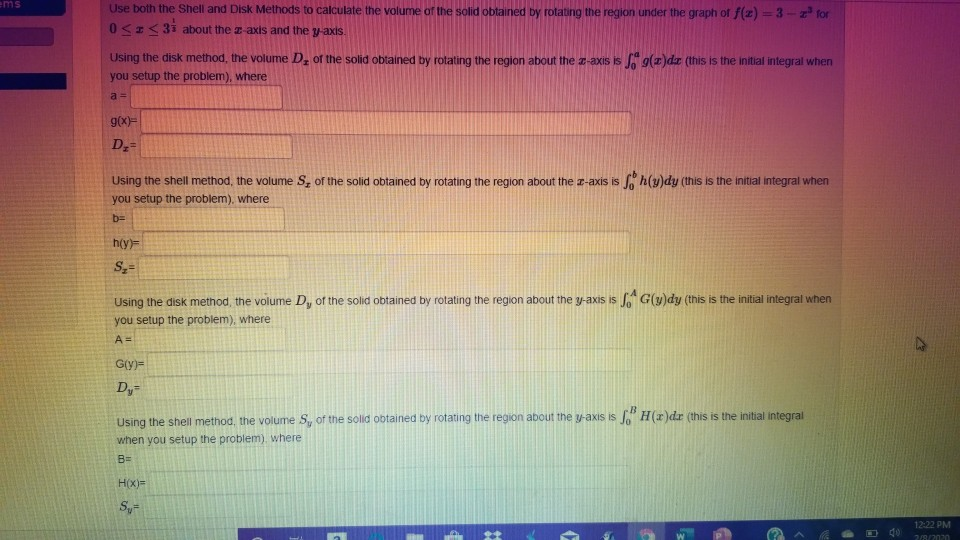 Solved (1 point) The volume of the solid obtained by | Chegg.com