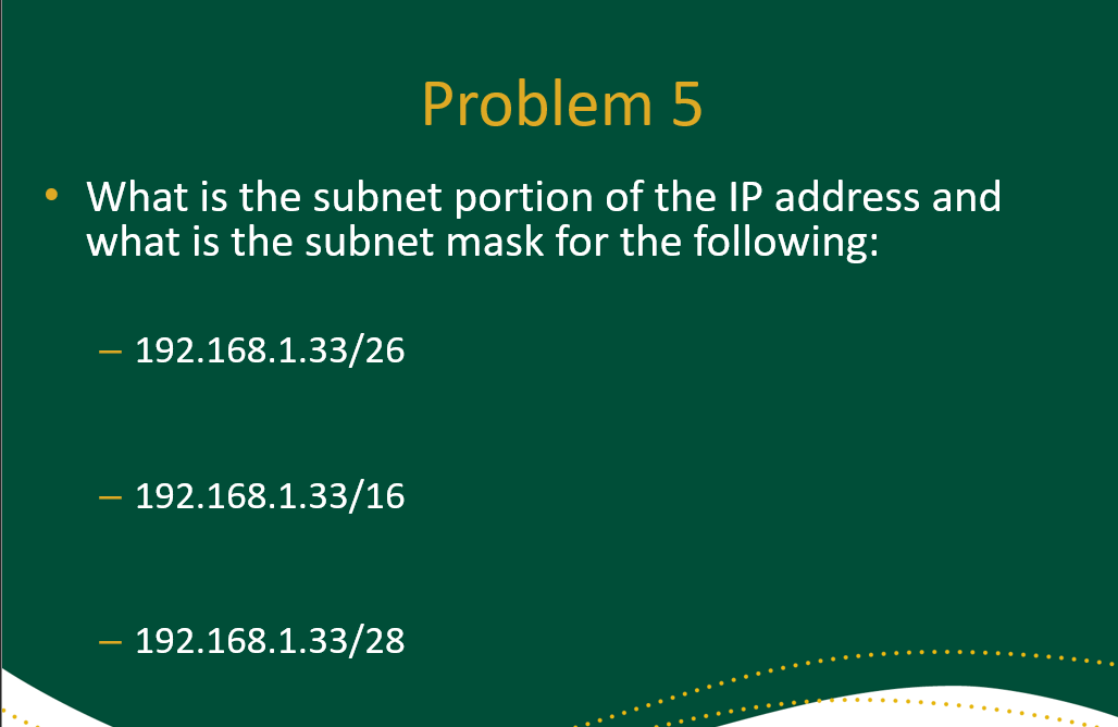 Solved Problem 5 What Is The Subnet Portion Of The Ip Chegg Com