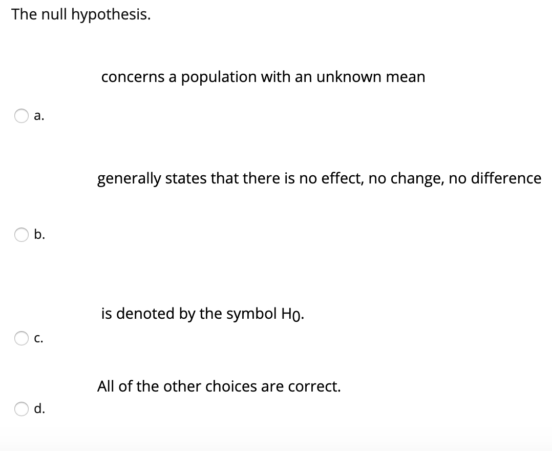 null hypothesis value of population mean symbol