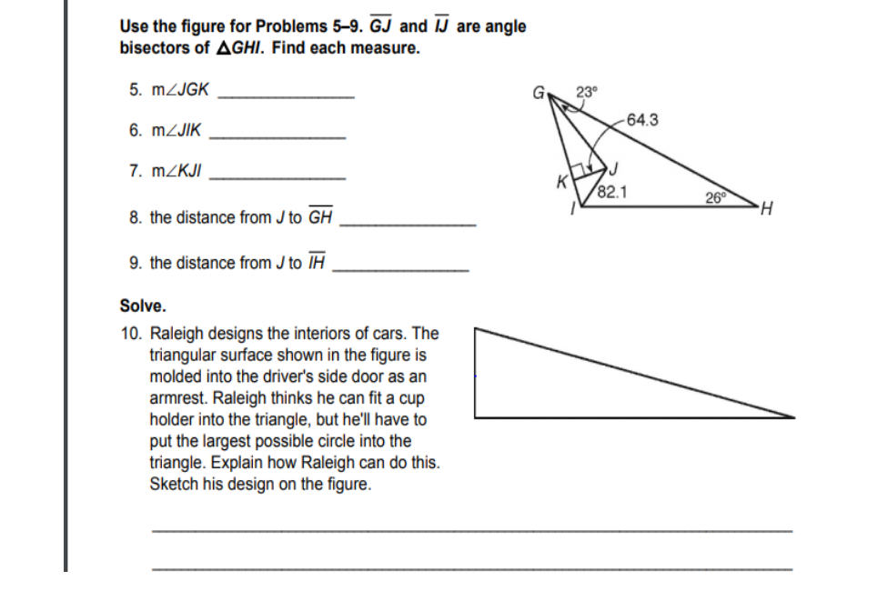 Solved Use the figure for Problems 5-9. GJ and TJ are angle | Chegg.com