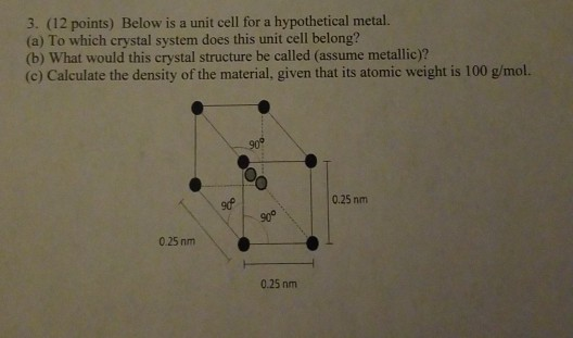 Solved 3. (12 points) Below is a unit cell for a | Chegg.com