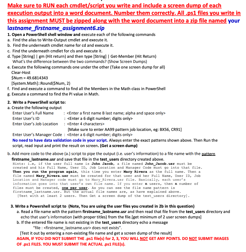 Solved Make sure to RUN each cmdlet script you write and | Chegg.com