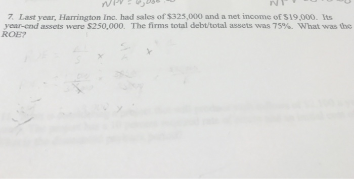 Solved Last year Harrington Inc. Had sales of $325,000 and a | Chegg.com