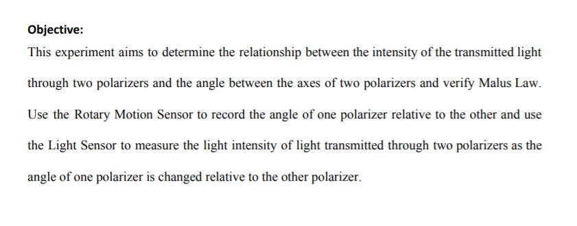 malus' law experiment conclusion