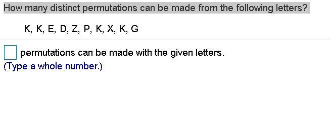 Solved How Many Distinct Permutations Can Be Made From Th Chegg Com