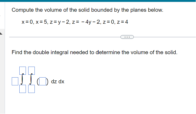 Solved Compute The Volume Of The Solid Bounded By The Planes | Chegg.com