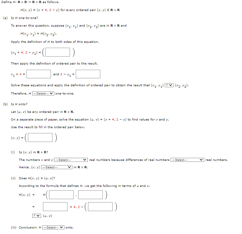 Solved Define H: R ﻿R -> ﻿R ﻿R ﻿as Follows.H(x, ﻿y) = (x | Chegg.com