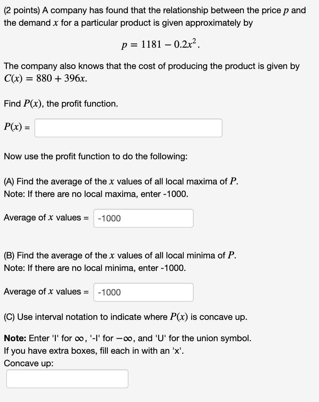 Solved (1 point) The demand function for a certain item is x | Chegg.com