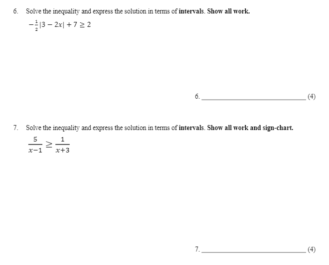 Solved 6. Solve the inequality and express the solution in | Chegg.com