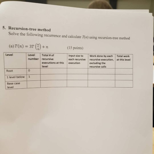 5. Recursion-tree method Solve the following | Chegg.com