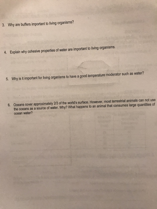 Solved 3. Why are buffers important to living organisms? 4.