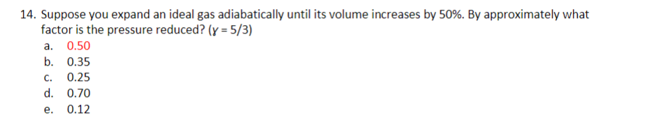 Solved 14. Suppose you expand an ideal gas adiabatically | Chegg.com