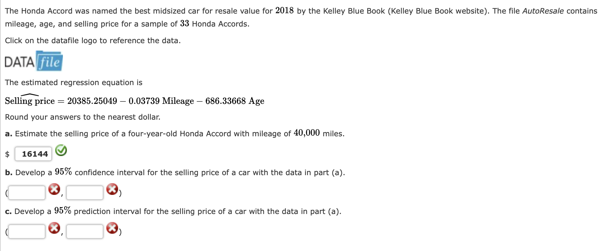 Solved The Honda Accord was named the best midsized car for | Chegg.com