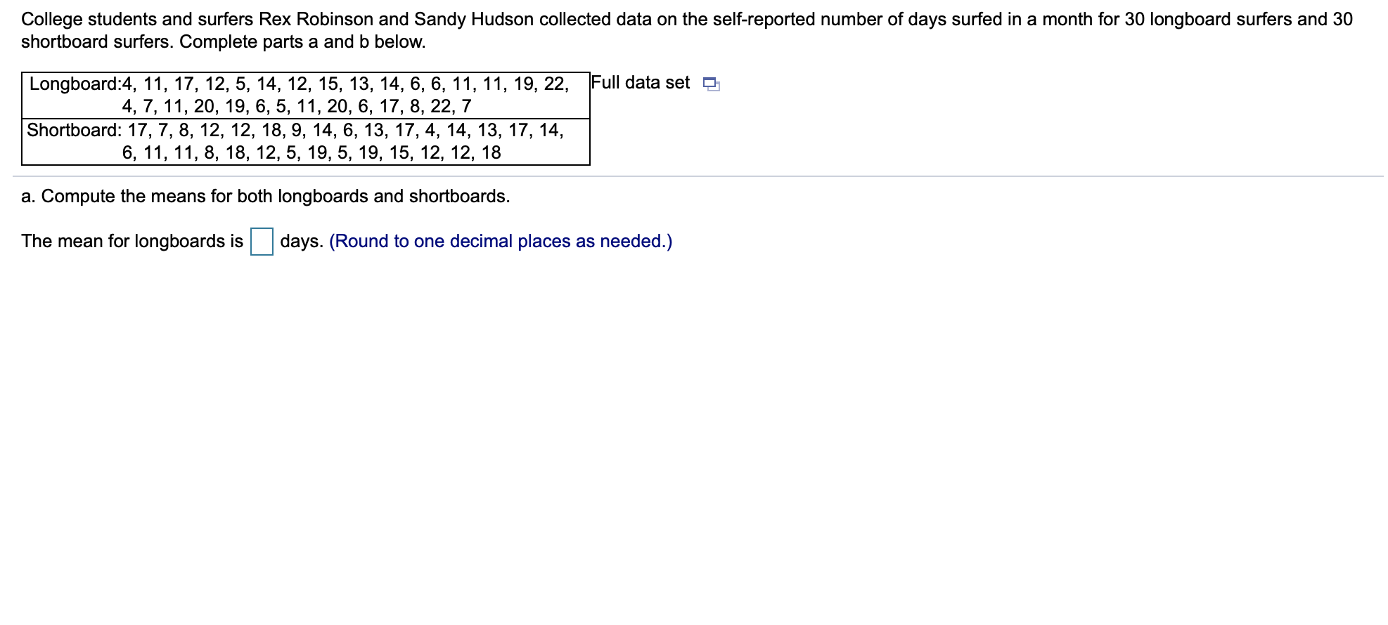 Solved College students and surfers Rex Robinson and Sandy | Chegg.com