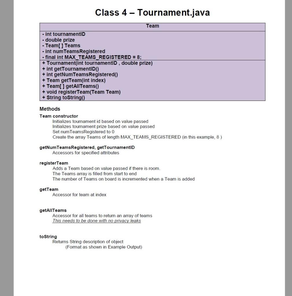 Solved I give the class team java code and a part of class4, | Chegg.com