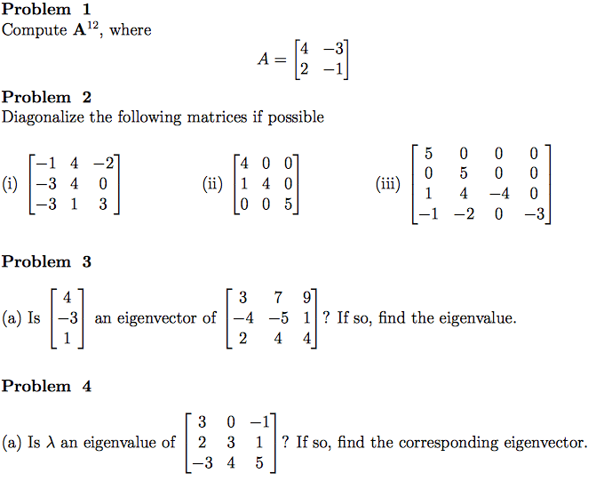 Solved Problem 1 Compute A12, where 4 -3 Problem 2 | Chegg.com