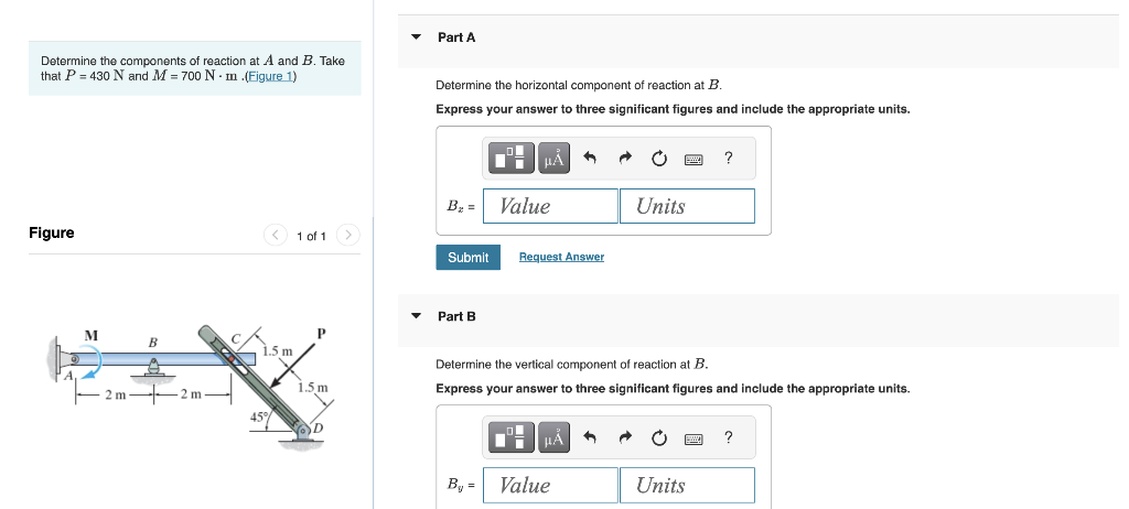 Solved Determine the components of reaction at A and B. Take | Chegg.com