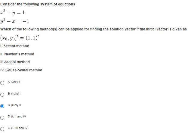 Solved Consider the following system of equations | Chegg.com
