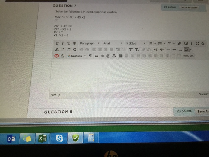 Solved QUESTION 7 20 points Save Answer Solve the following | Chegg.com