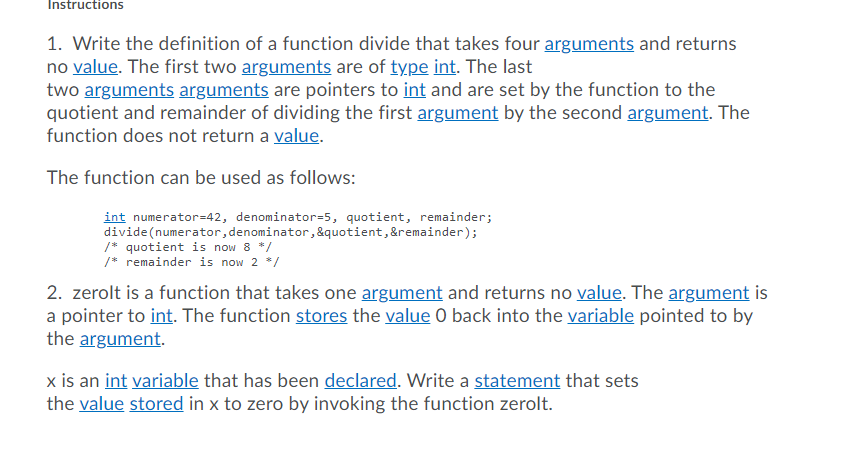 Solved Instructions 1. Write the definition of a function | Chegg.com