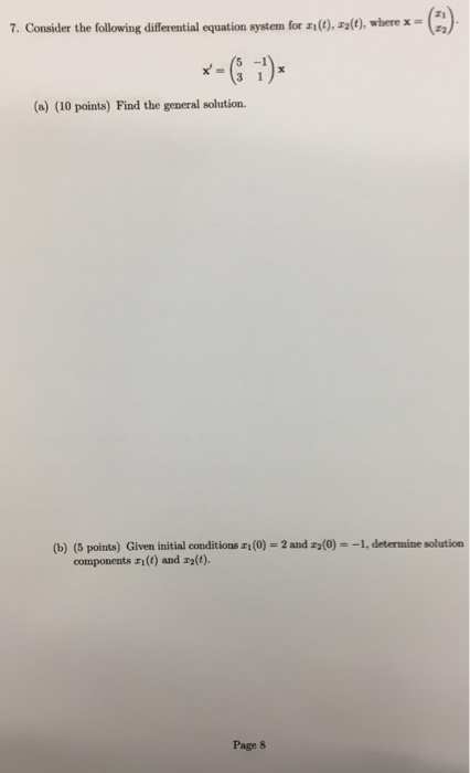 Solved 7. Consider the following differential equation | Chegg.com