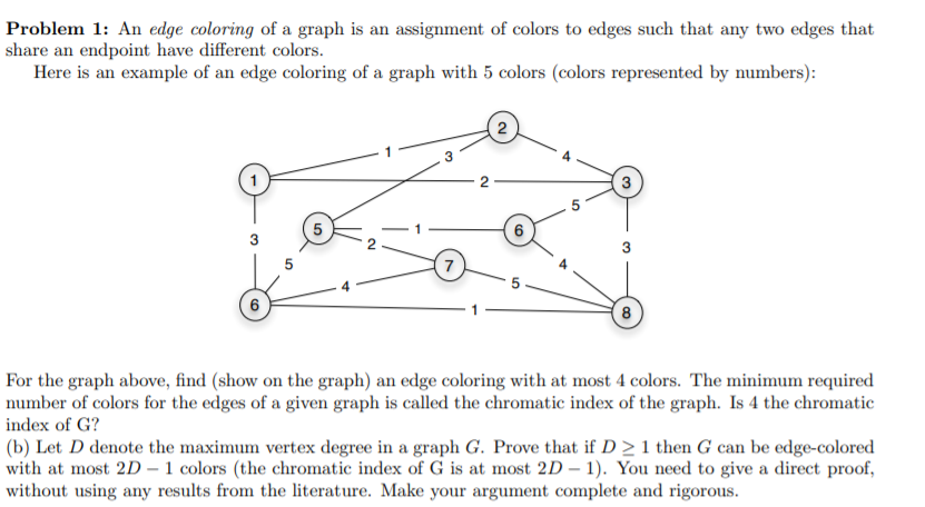 Problem 1: An edge coloring of a graph is an | Chegg.com