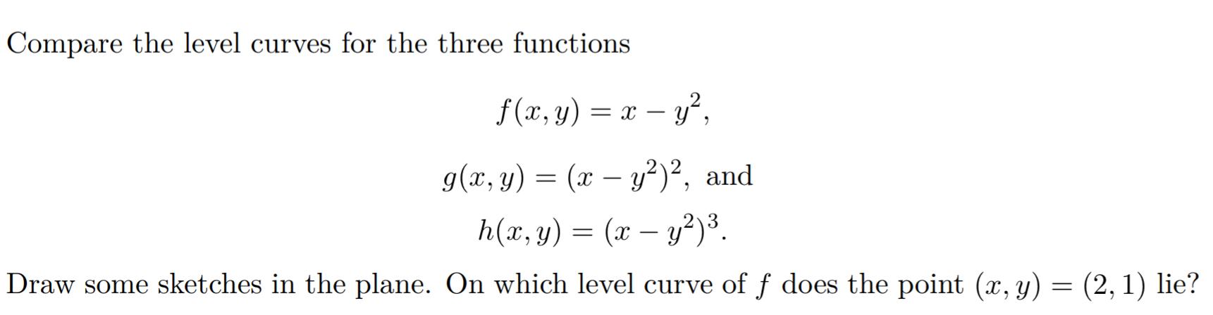 Solved Compare the level curves for the three functions | Chegg.com