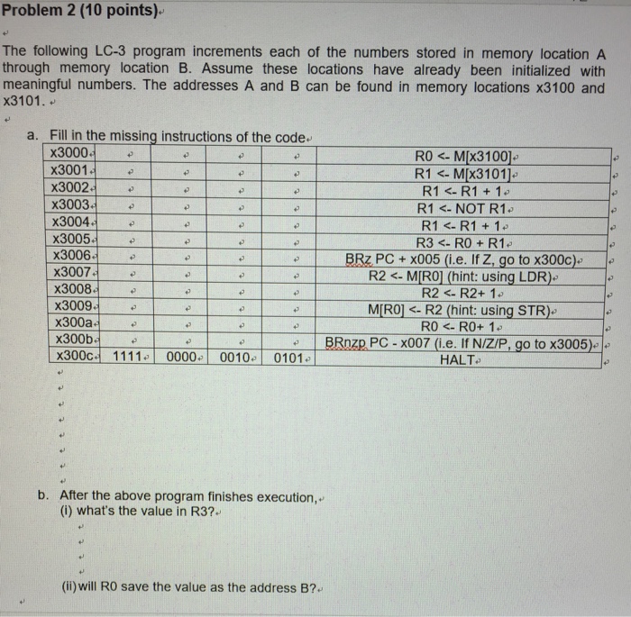 Solved Problem 2 (10 points). The following LC-3 program | Chegg.com