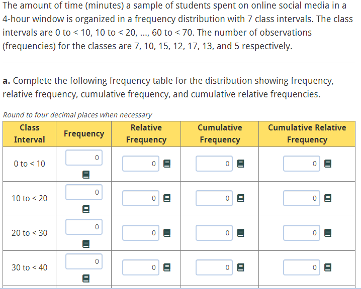 Solved The amount of time (minutes) a sample of students | Chegg.com