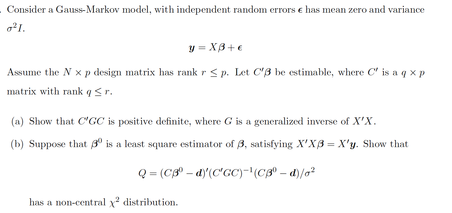 Consider A Gauss Markov Model With Independent Ra Chegg Com