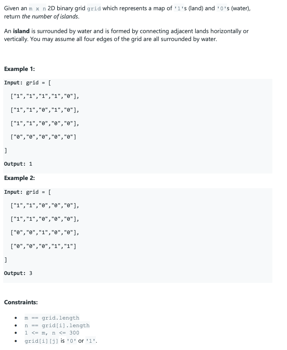 Solved Given an m×n 2D binary grid grid which represents a | Chegg.com