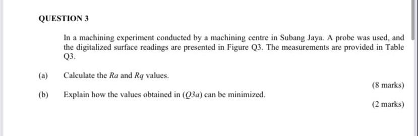 Solved QUESTION 3 In A Machining Experiment Conducted By A | Chegg.com