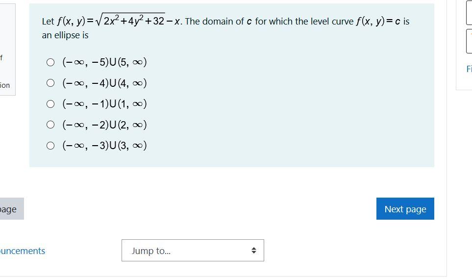 Solved Let F X Y 2x 4y2 32 X The Domain Of C For Chegg Com