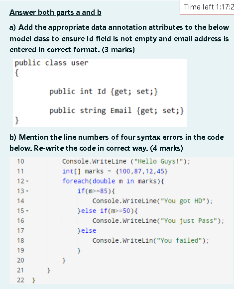 Solved Time left 1:17:2 Answer both parts a and b a) Add the | Chegg.com