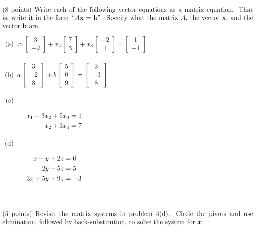 Solved (8 Points) Write Each Of The Following Vector | Chegg.com