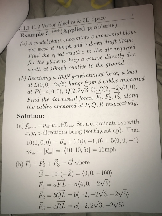 Solved 11.1-11.2 Vector Algebra & 3D Space Example | Chegg.com