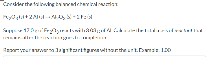 Solved Consider The Following Balanced Chemical | Chegg.com