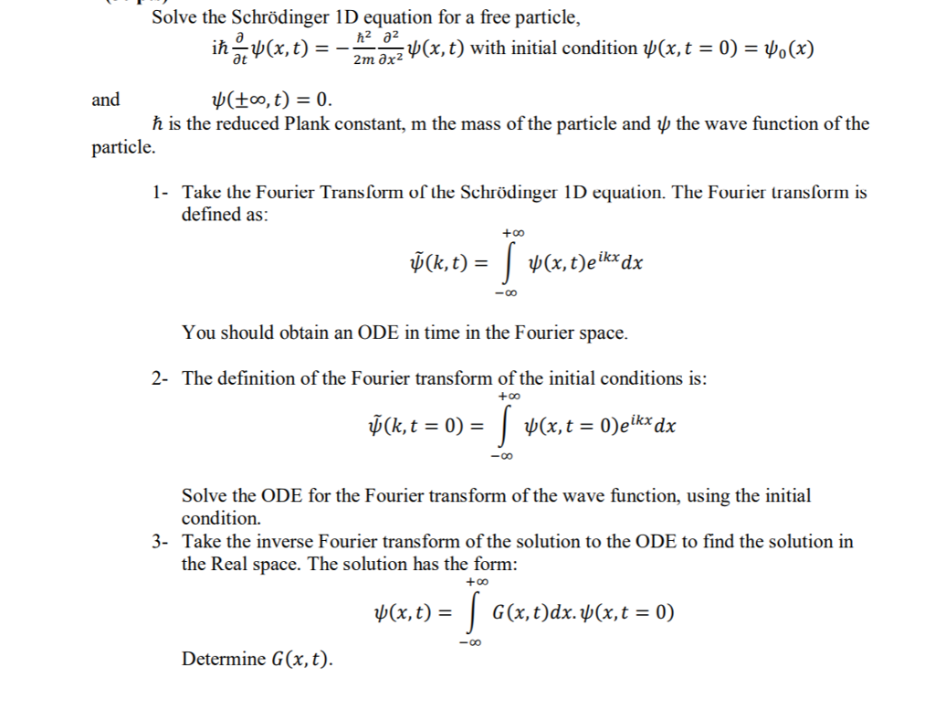 Solved Solve the Schrödinger 1D equation for a free | Chegg.com
